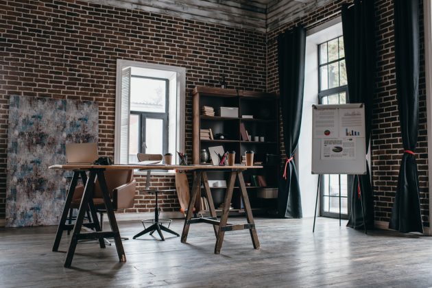 interior design of modern spacious loft office